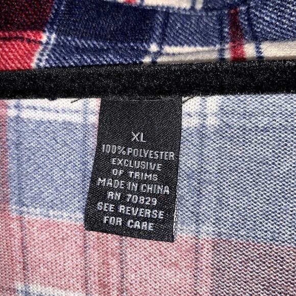 RUE21 Women's Long Sleeve Boyfriend‎ Style Red/Blue/White Plaid Shirt Sz XL - Picture 4 of 6